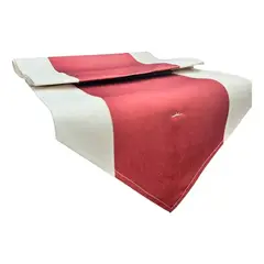 OEM - Mantel Camino De Mesa Con Pompon Lino Tela 180x35cm - Rojo