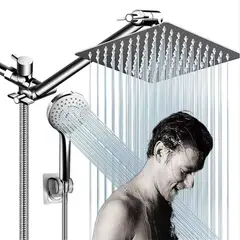 TNAKIEX - 10'' Regadera Cuadrada Alta Presión Tipo Lluvia 5 Modos Ajustable