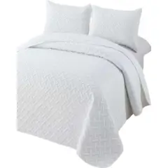 GENERICO - CUBRECAMA COLCHAS QUILT DE VERANO PLAZA Y MEDIA BLANCO