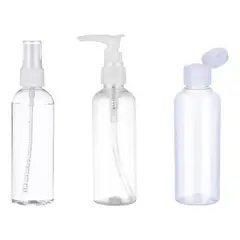 GENERICO - Set 3 Botella De Viaje Variedad 100 Ml Transparente