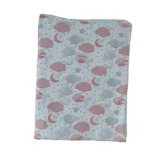 GENERICO - Manta Polar Blanco - Nube y Estrellas Palo Rosa