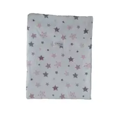 GENERICO - Manta Polar Blanco - Blanco Estrellas Rosada-Lila