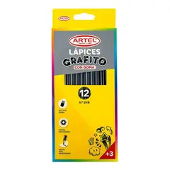 ARTEL - Lapices Grafito Hexagonales 2hb Con Goma 12un