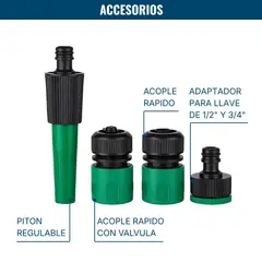 DICAS - Manguera Jardin Flexible 1/2 Pulgada 50 Metros Con Acoples