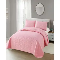 GENERICO - CUBRECAMA COLCHAS QUILT DE VERANO 2 PLAZAS ROSADO