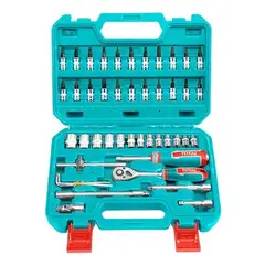 TOTAL TOOLS - Kit Set Juego Dados Chicharra 1/4 46 Piezas Total Tht141462