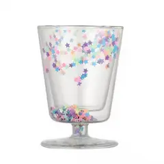 TODOK - Vaso de Vidrio de Doble Pared con Aislamiento y Purpurina T-00044