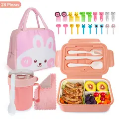LUKOVEE - Bolso Lonchera Térmica Escolar Set 28pzs Para Niños Portátil