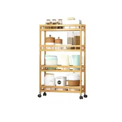 IDEEHOUSE - Estante Con Ruedas Organizador 4 Niveles Bambú Baño Cocina.