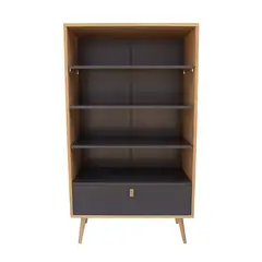 WHITE MARKET - Librero Lugano, 4 repisas y 1 cajón