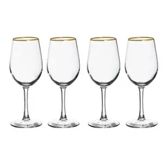 ALLEGRA - Set 4 Copas Borde Dorado Para Vino de 320 Ml