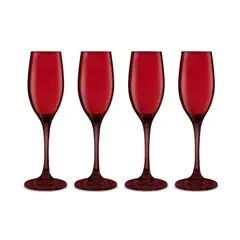 ALLEGRA - Set 4 Copas Flute Champagne Rojas 180mL