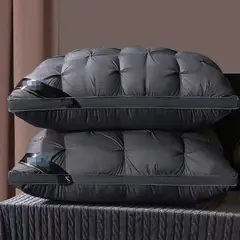 ANGELES DEL HOGAR - Pack 2 Almohadas Plumon Retorcido 48x74 cm Negro