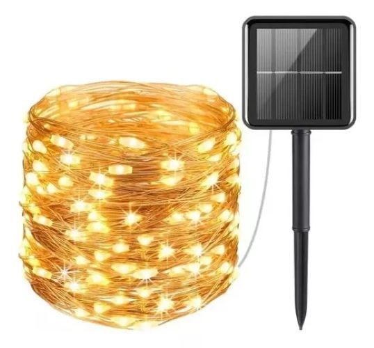 Luz Solar Guirnalda 100led Calida Solar Alambre Hada 10metros
