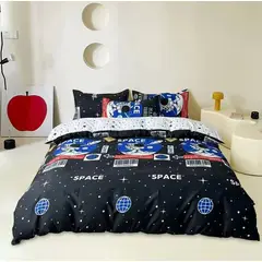 ANGELES DEL HOGAR - Juego Sabanas Plaza y Media + funda de Almohada Space Astronauta