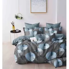 ANGELES DEL HOGAR - Juego Sabanas Plaza y Media + funda de Almohada Gris y Azul