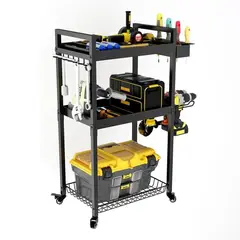 GENERICO - Carro Organizador Porta Herramienta 3 Niveles Metálico