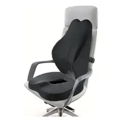 EVERSO - Cojin Asiento Con Soporte Respaldo Lumbar Para Sillas Kit Negro