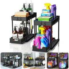 KUANGYE - Set 2 Organizadores De Cocina Debajo Del Fregadero 2 Niveles