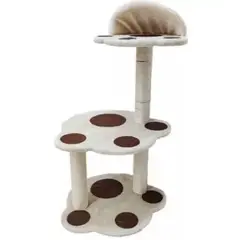 GENERICO - Rascador Para Gatos Diseño Huella Plataforma Elevada Beige