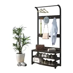 GENERICO - Mueble Perchero Zapatero Madera Clara