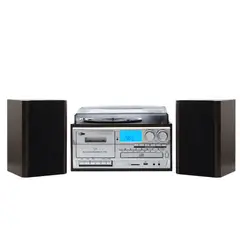INTROTECH - Tornamesa Bluetooth Con Cd Y Cassette + Parlantes Externos