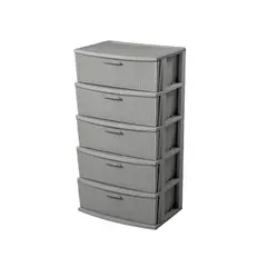 QRUBBER - Cómoda Cajonera Crochet 5 Niveles Gris MQ -