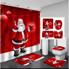 GENERICO - Set de Baño Navideño de 4 piezas /cortina / Alfombra