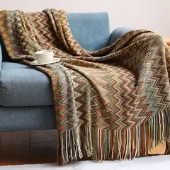 SLOWTON - Manta Decorativa Tejida Para Sillon Piecera Cama Bohemia