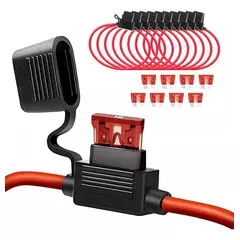 KUANGYE - Pack 10 Porta Fusible Tipo Ato Con Tapa Y Fusible 10a