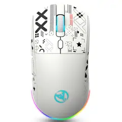 GENERICO - Mouse Gamer bluetooth+24GHz+cable - Recargable Tipo C - Blanco - HXSJ