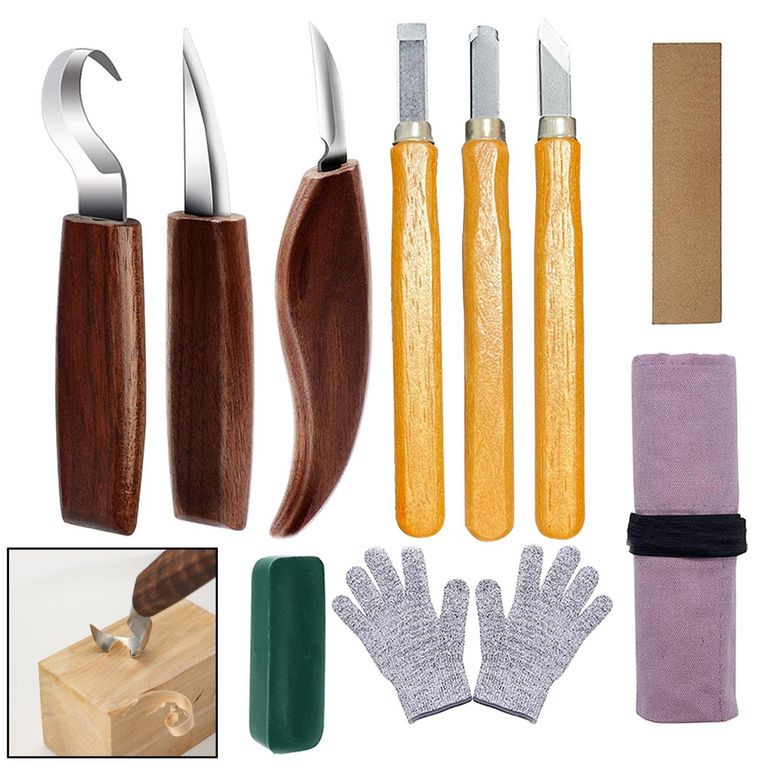 10pcs Cuchillo Cincel Gubia Tallar Madera Carpintería