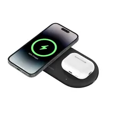 BELKIN - Base de carga 2 en 1 inalambrica plana Qi2 con USB-C Negra