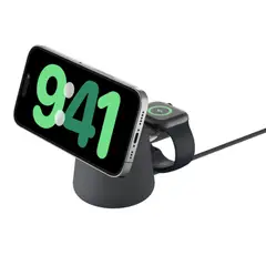 BELKIN - Base de carga 2 en 1 inalambrica Qi2 negra
