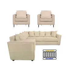 SITIAL HOME - LIVING 311 ROMEO BEIGE SECCIONAL + 2 POLTRONAS CON RESORTES POCKET