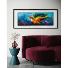 DEKAM DISEÑO - CUADRO COLIBRI PINTADO CALIPSO CON MARCO 147X66 CMS