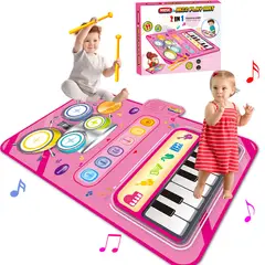 GENERICO - Alfombra De Batería De Piano Musical 2 En 1 Para Niña ROSA