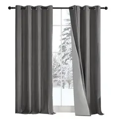 CASATUA - Cortina 100% Blackout Engomada Termica Set de 2 - Gris oscuro