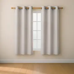 CASATUA - Cortina Blackout 100% 2 Paños 107x160cm Textura Lino - Beige