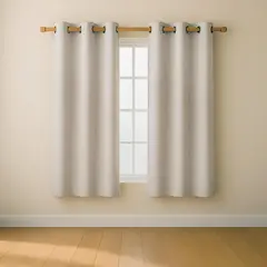 CASATUA - Cortina Blackout 100% 2 Paños 107x160cm Textura Lino - Crema