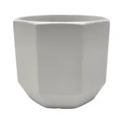 GENERICO - Macetero Maceta De Ceramica Blanco Lineas Verticales M