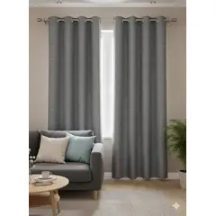 DIANA - CORTINAS 100% BLACKOUT 2 LIENZO ENGOMADA 140X230 C/U COLOR GRIS OSCURO.