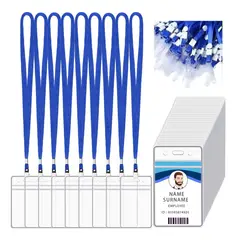 KUANGYE - Pack 100 Porta Credenciales Transparente Incluye Lanyard
