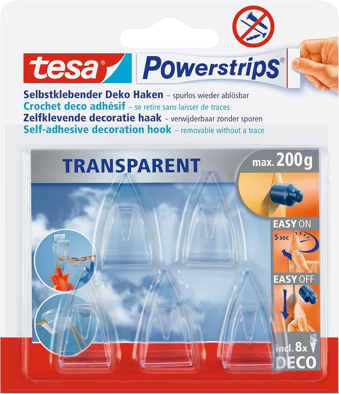 5 Perchas Ganchos Deco Transparentes De Decoración