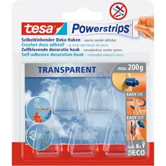 TESA - 5 Perchas Ganchos Deco Transparentes De Decoración
