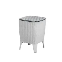 QRUBBER - Mesa Cooler Capri Tipo Rattán Plateado Terraza MQ