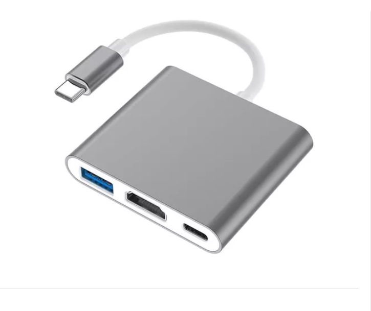 Adaptador Hub 3 En 1 Usb Tipo C A Usb-c Hdmi Usb3.0 Para Mac