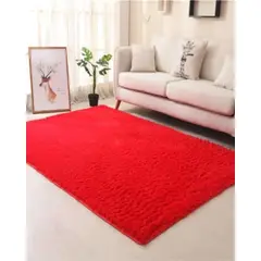 GENERICO - ALFOMBRA PELUDA 180X200 ROJO.