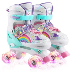 GENERICO - Patines 4 Ruedas Arcoiris Turquesa Ruedas Led Talla S