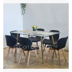 CORI CORI - Comedor Rubi Gold 130x80cms + 6 Sillas Mariposa Wood Negro